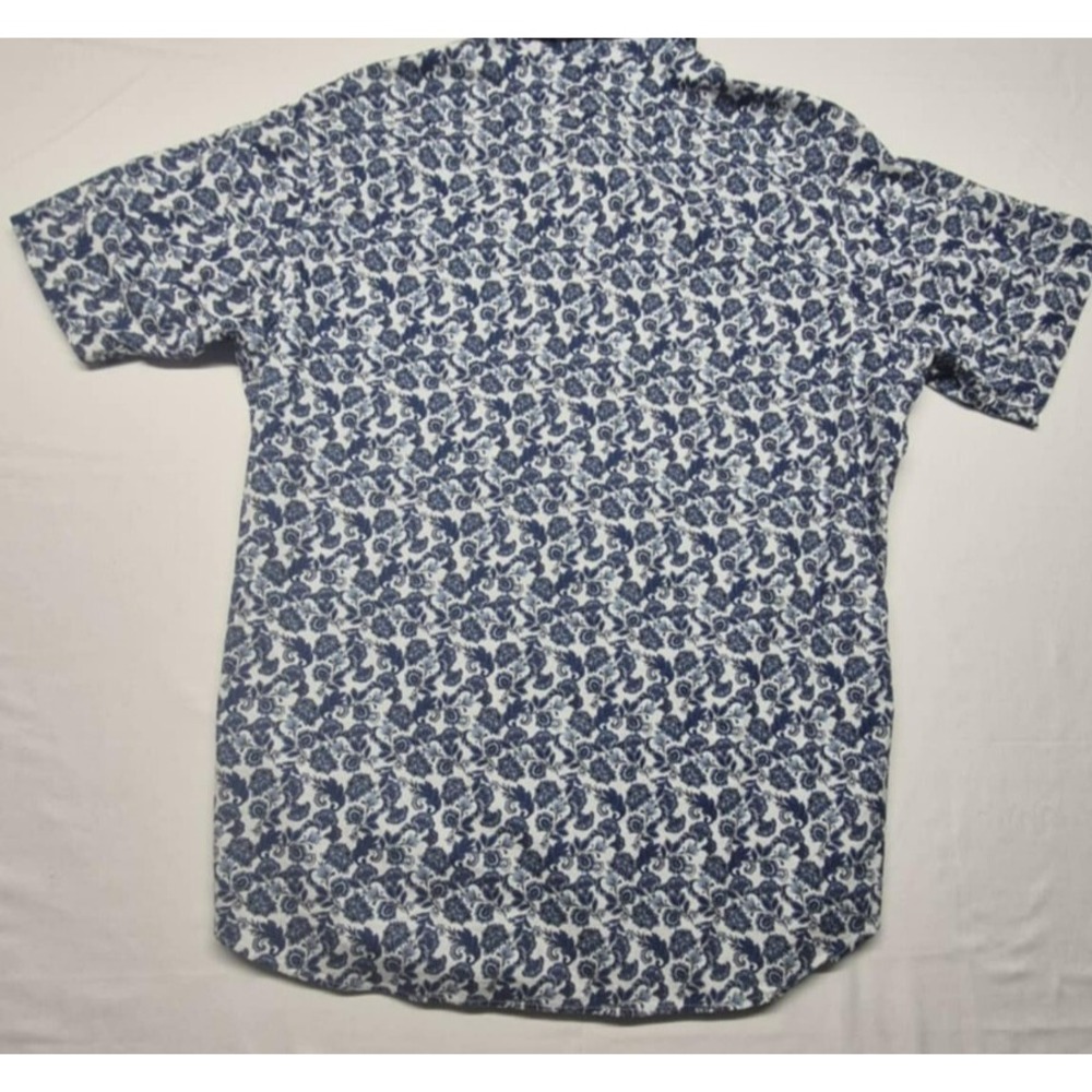 Cremieux Men's Blue‎ & White Flowery Print Button Down Short Sleeve Shirt sz. L - Picture 2 of 11